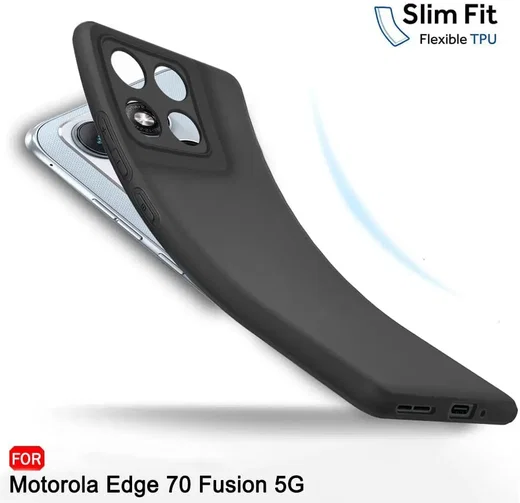 Motorola Edge 70 Fusion Hoesje Dun TPU Back Cover Matte Zwart afbeelding 2