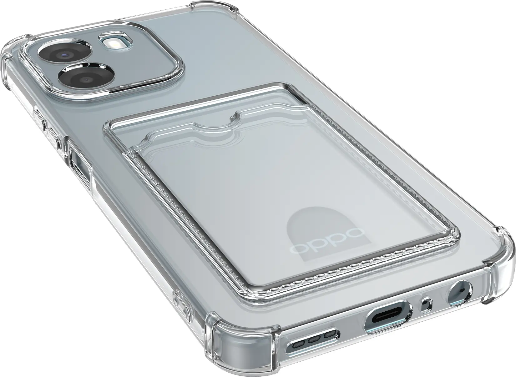 Oppo A6x Hoesje Dun TPU met Pasjeshouder Back Cover Transparant afbeelding 9
