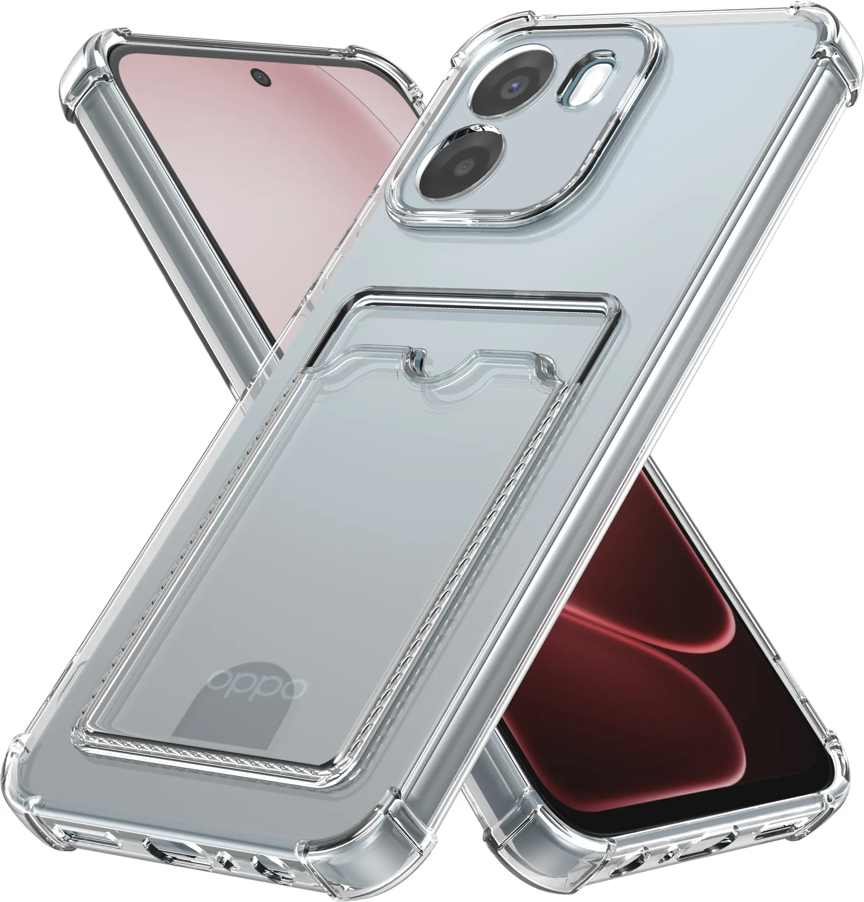 Oppo A6x Hoesje Dun TPU met Pasjeshouder Back Cover Transparant afbeelding 2