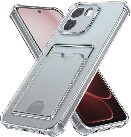 Oppo A6x Hoesje Dun TPU met Pasjeshouder Back Cover Transparant afbeelding 2