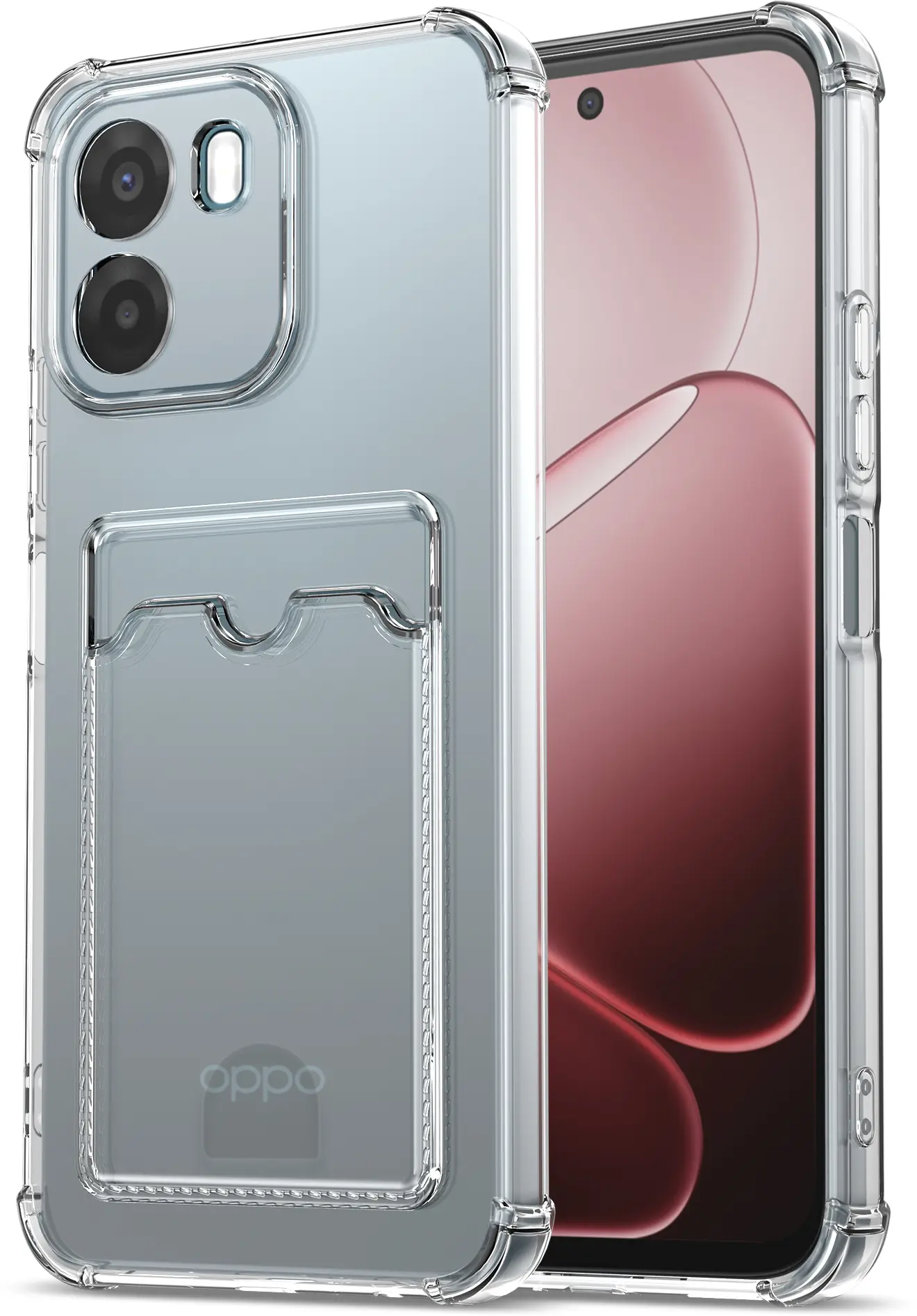 Oppo A6x Hoesje Dun TPU met Pasjeshouder Back Cover Transparant afbeelding 1