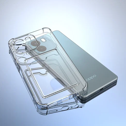 Oppo A6x Hoesje Dun TPU met Pasjeshouder Back Cover Transparant afbeelding 10