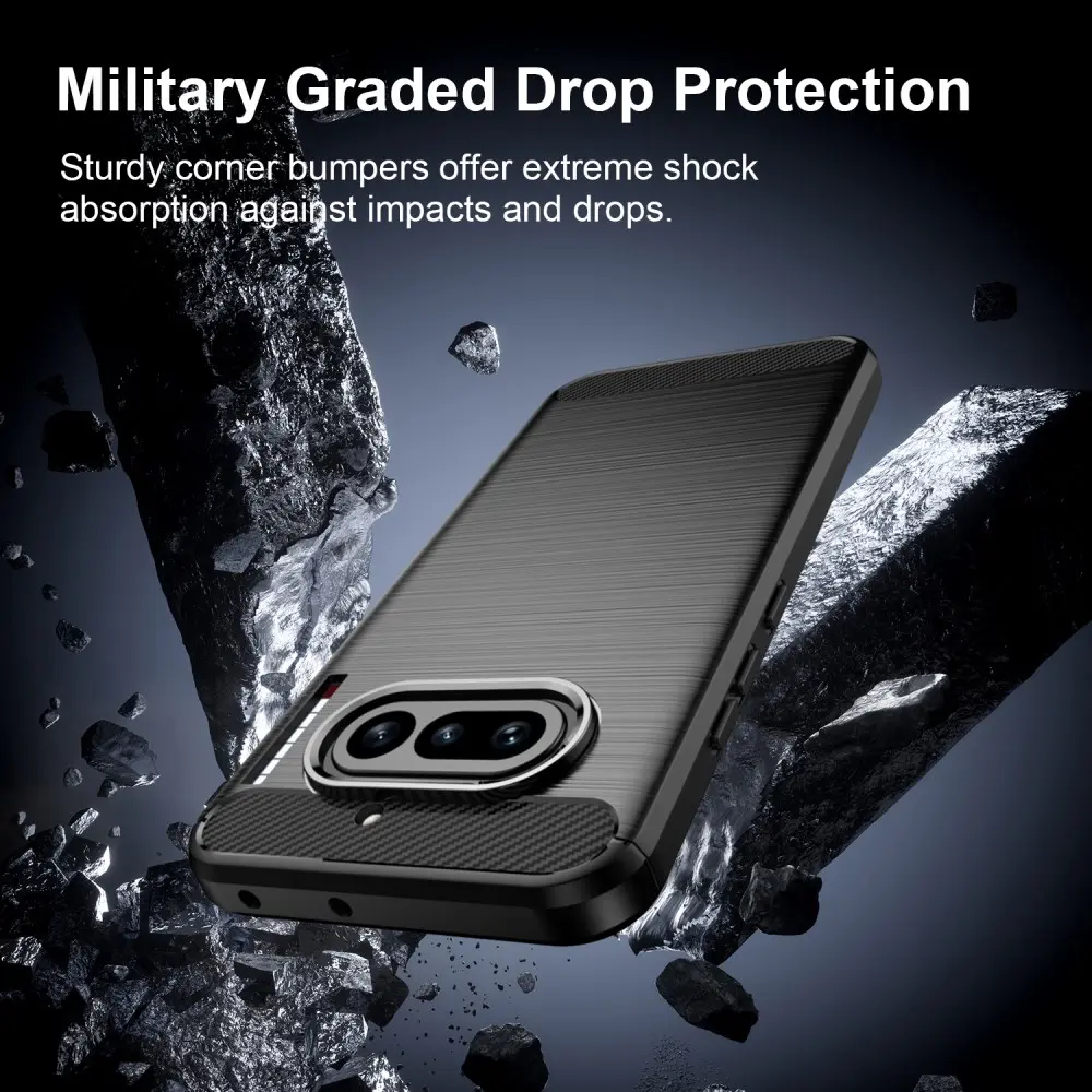 Nothing Phone (4a) Hoesje Geborsteld TPU Flexibele Back Cover Zwart afbeelding 5