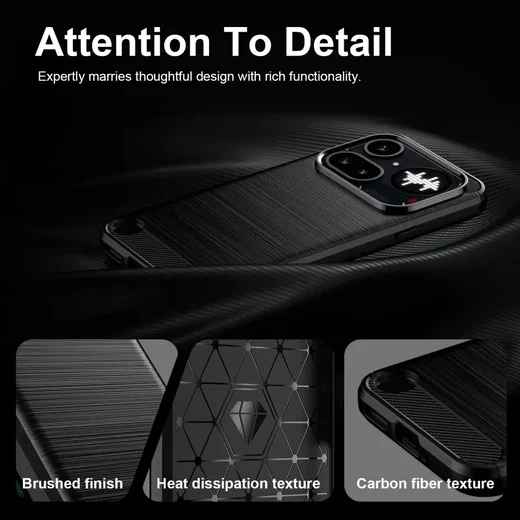 Nothing Phone (4a) Pro Hoesje Geborsteld TPU Flexibele Back Cover Zwart afbeelding 7
