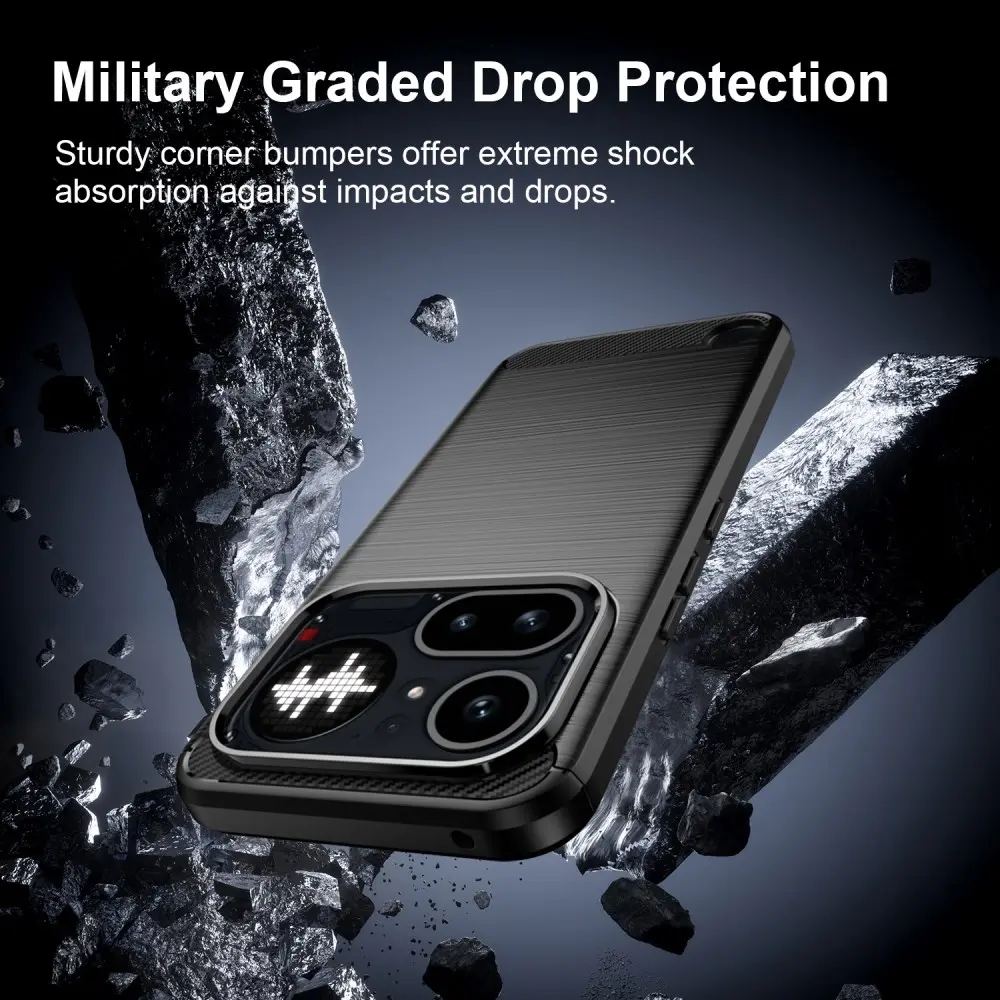 Nothing Phone (4a) Pro Hoesje Geborsteld TPU Flexibele Back Cover Zwart afbeelding 5
