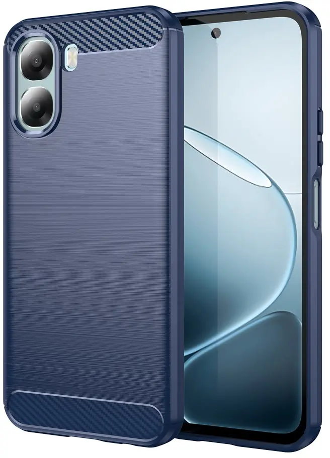 Oppo A6x Hoesje Geborsteld TPU Flexibele Back Cover Blauw afbeelding 1