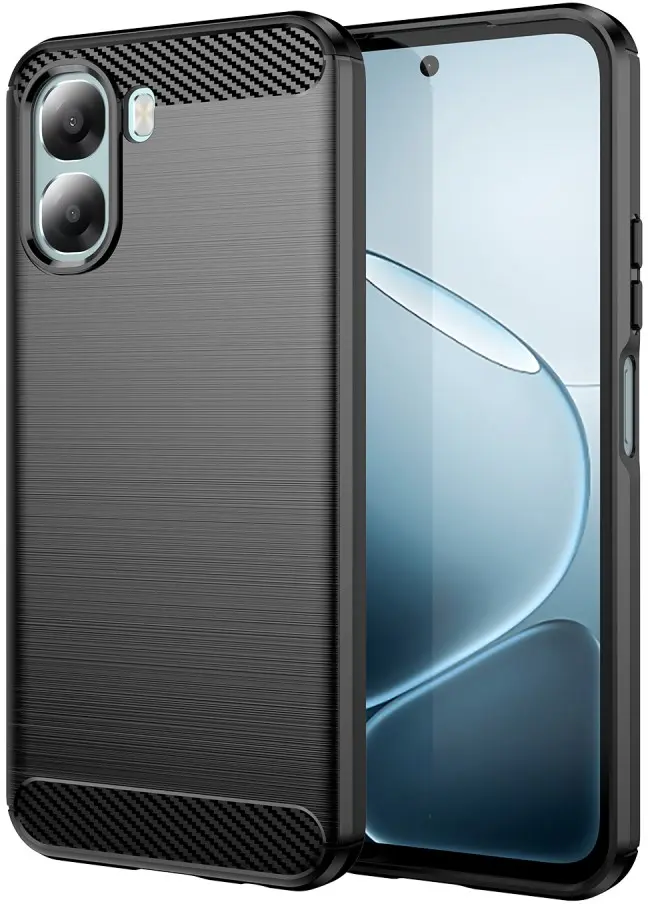 Oppo A6x Hoesje Geborsteld TPU Flexibele Back Cover Zwart afbeelding 1