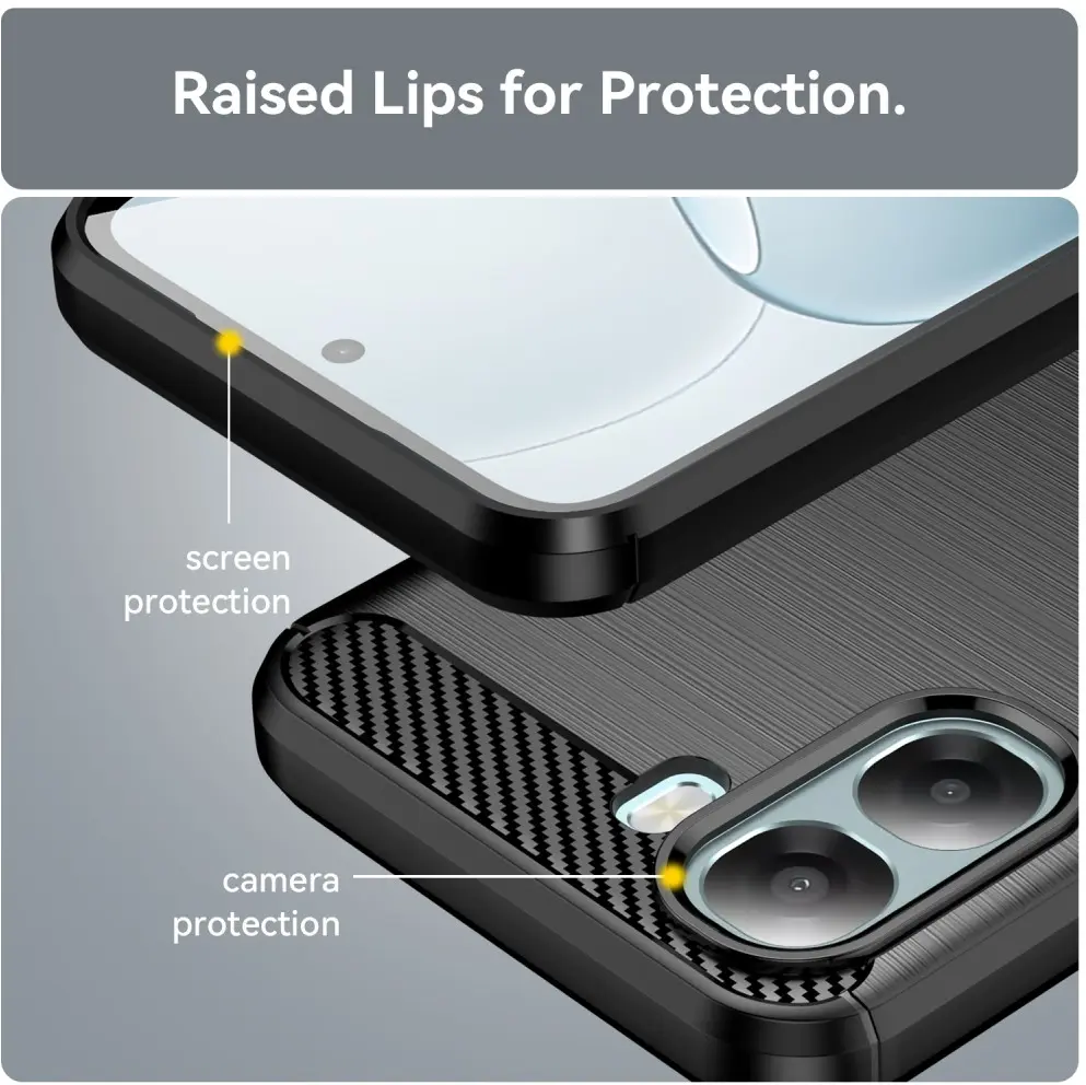 Oppo A6x Hoesje Geborsteld TPU Flexibele Back Cover Zwart afbeelding 6