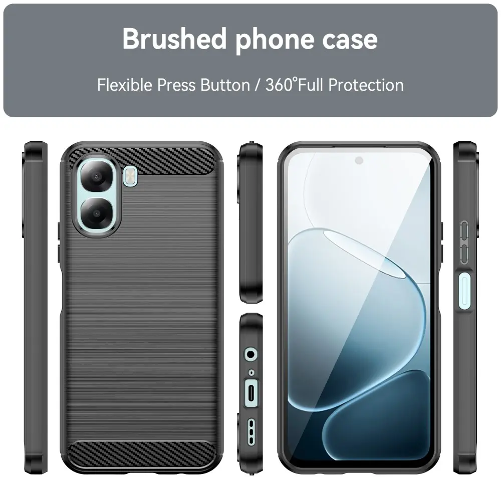 Oppo A6x Hoesje Geborsteld TPU Flexibele Back Cover Zwart afbeelding 9