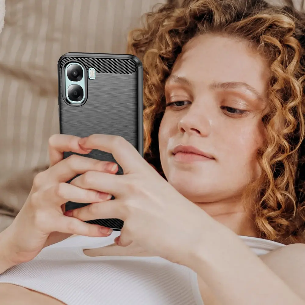 Oppo A6x Hoesje Geborsteld TPU Flexibele Back Cover Zwart afbeelding 7