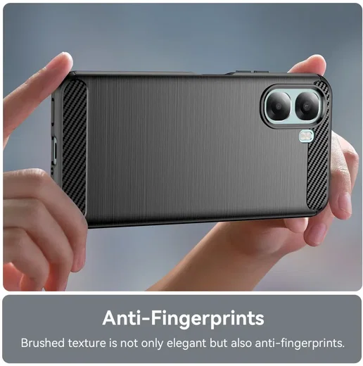 Oppo A6x Hoesje Geborsteld TPU Flexibele Back Cover Zwart afbeelding 5