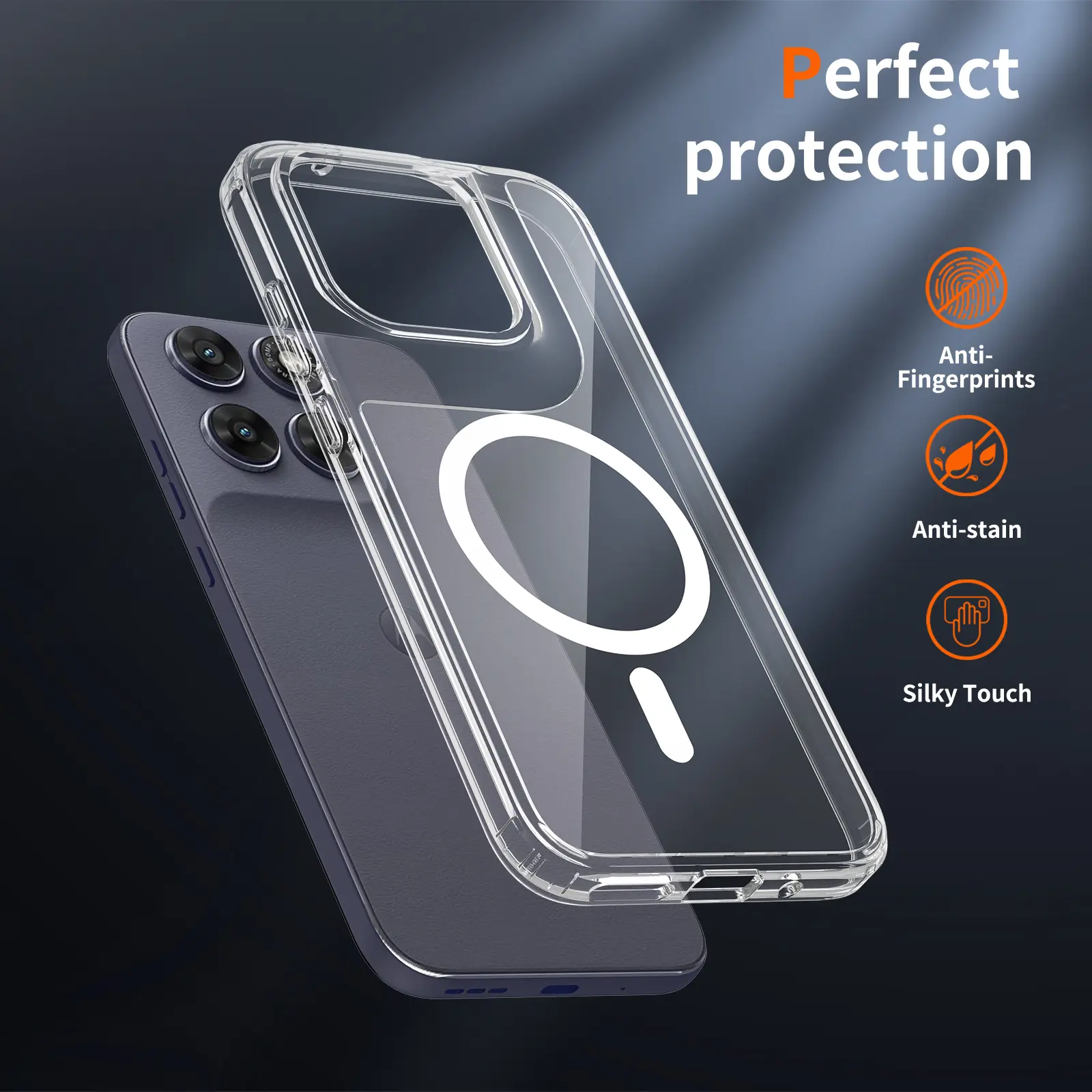 Motorola Moto G77 Hoesje Hard Back Cover met MagSafe Transparant afbeelding 5
