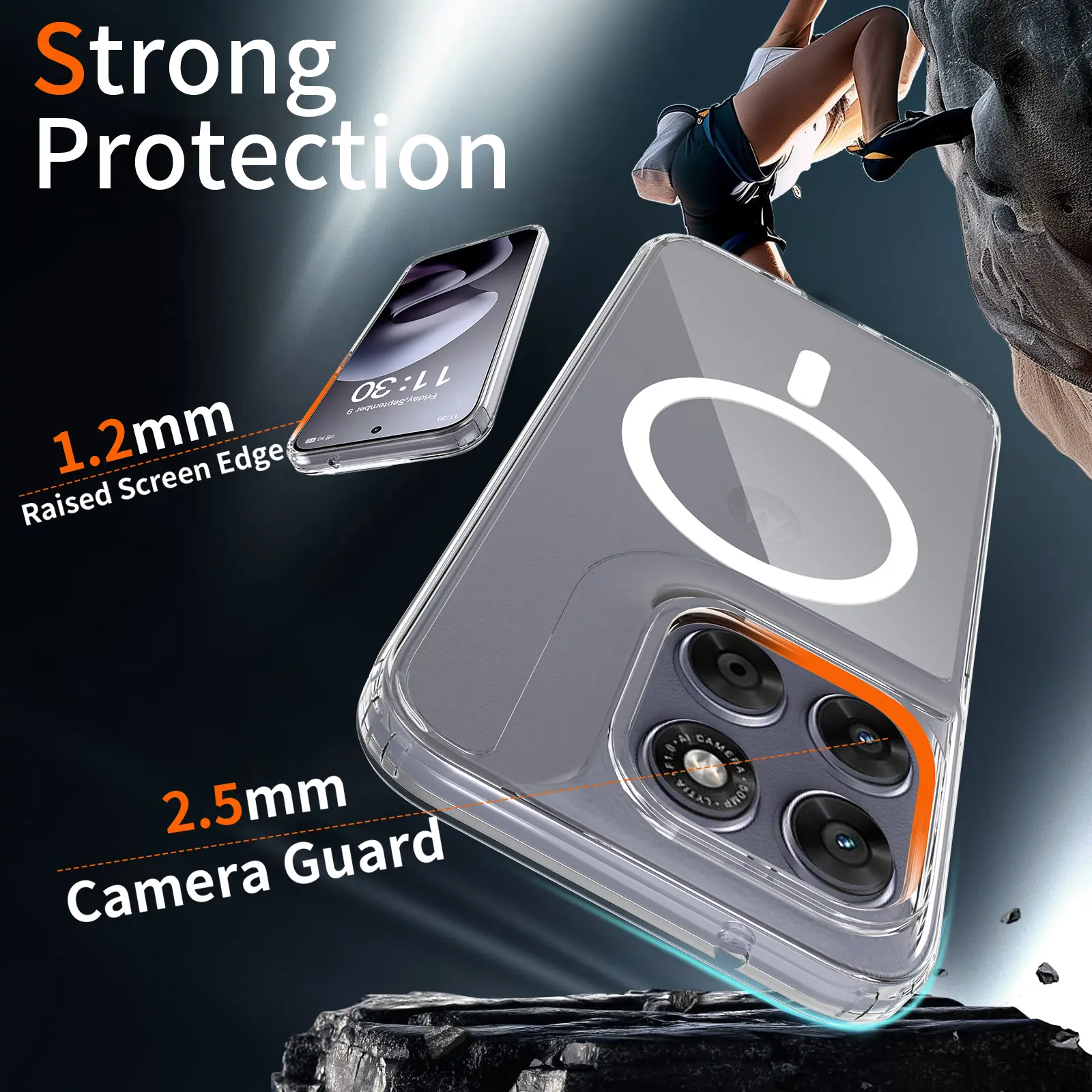 Motorola Moto G77 Hoesje Hard Back Cover met MagSafe Transparant afbeelding 2