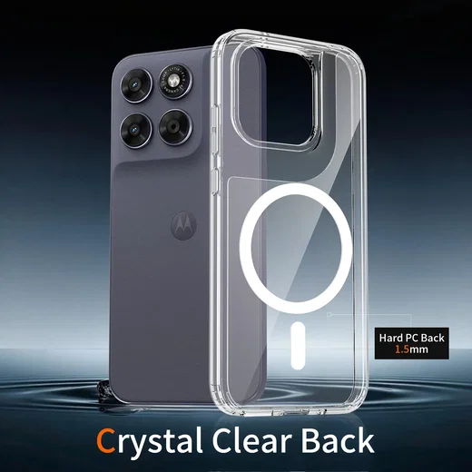 Motorola Moto G77 Hoesje Hard Back Cover met MagSafe Transparant afbeelding 4