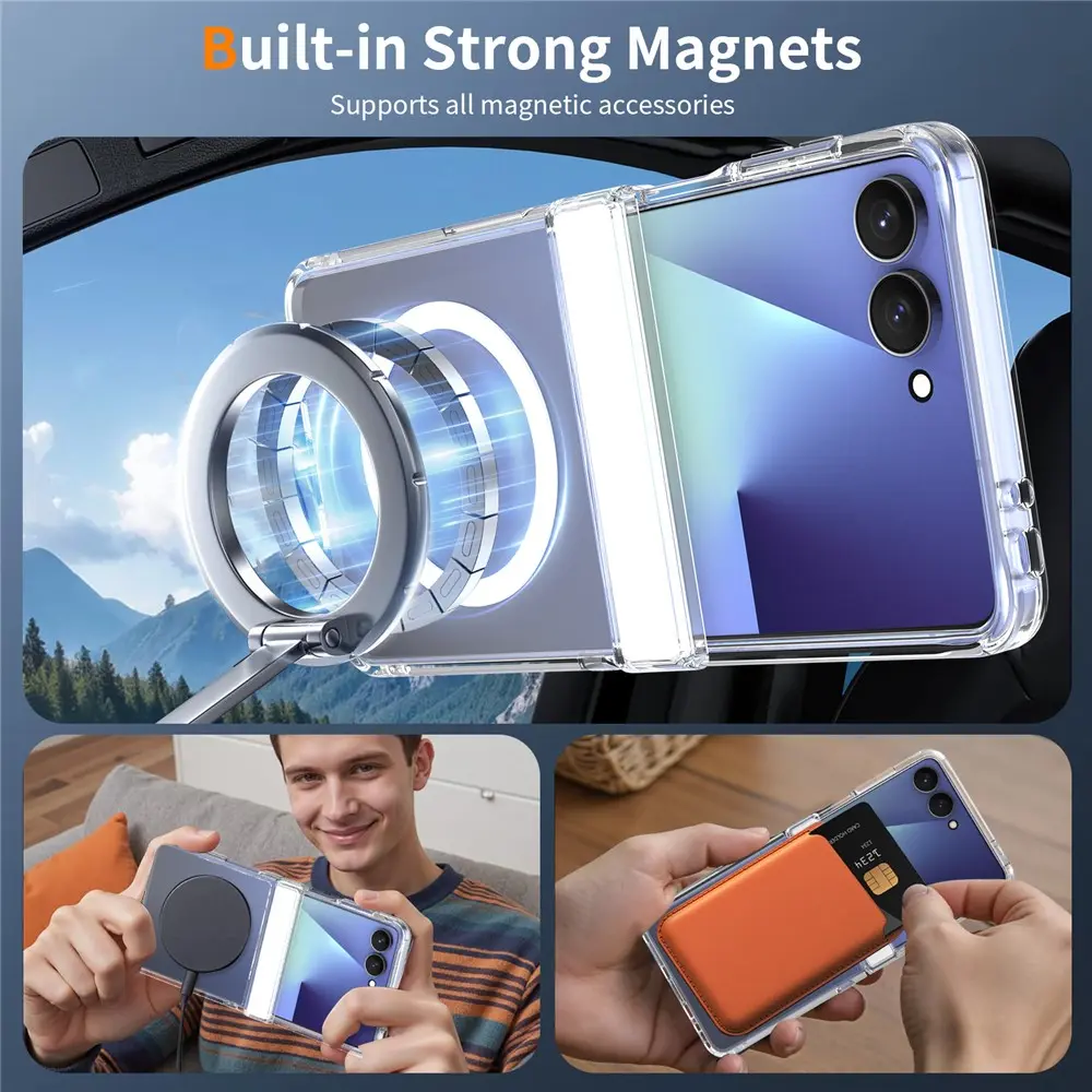 Samsung Galaxy Z Flip 8 Hoesje Hard Back Cover met MagSafe Transparant afbeelding 6