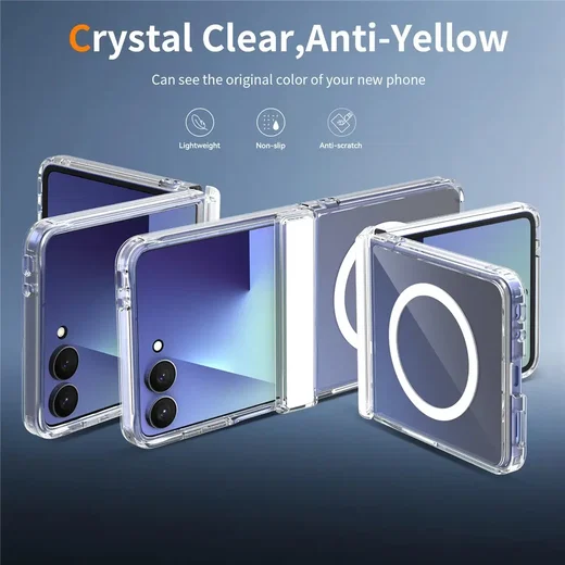 Samsung Galaxy Z Flip 8 Hoesje Hard Back Cover met MagSafe Transparant afbeelding 2