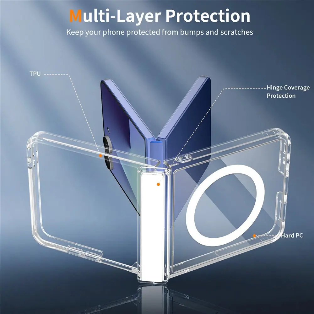 Samsung Galaxy Z Flip 8 Hoesje Hard Back Cover met MagSafe Transparant afbeelding 3