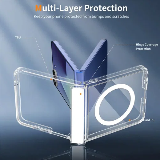 Samsung Galaxy Z Flip 8 Hoesje Hard Back Cover met MagSafe Transparant afbeelding 3