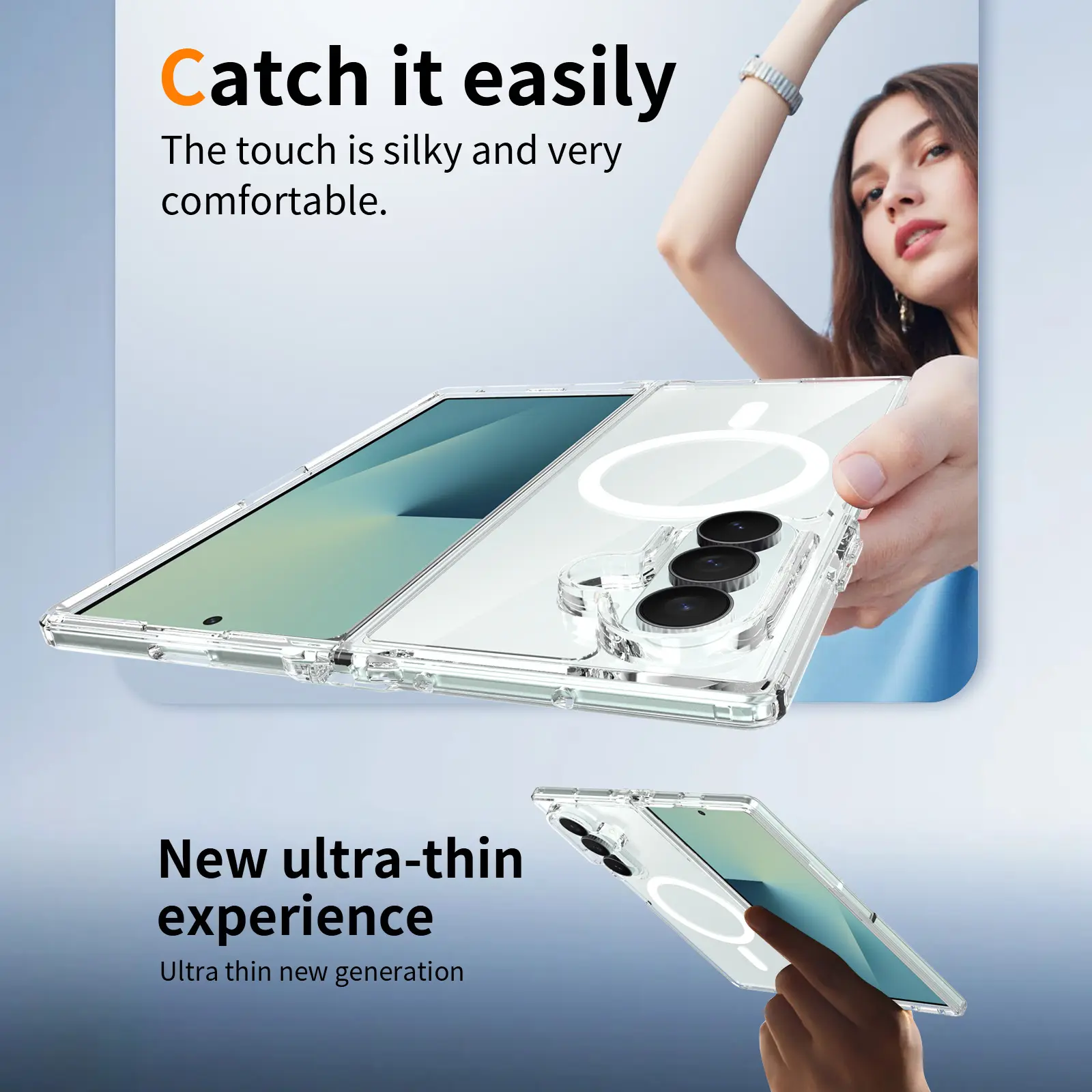 Samsung Galaxy Z Fold 8 Ultra Hoesje Hard Back Cover met MagSafe Transparant afbeelding 9