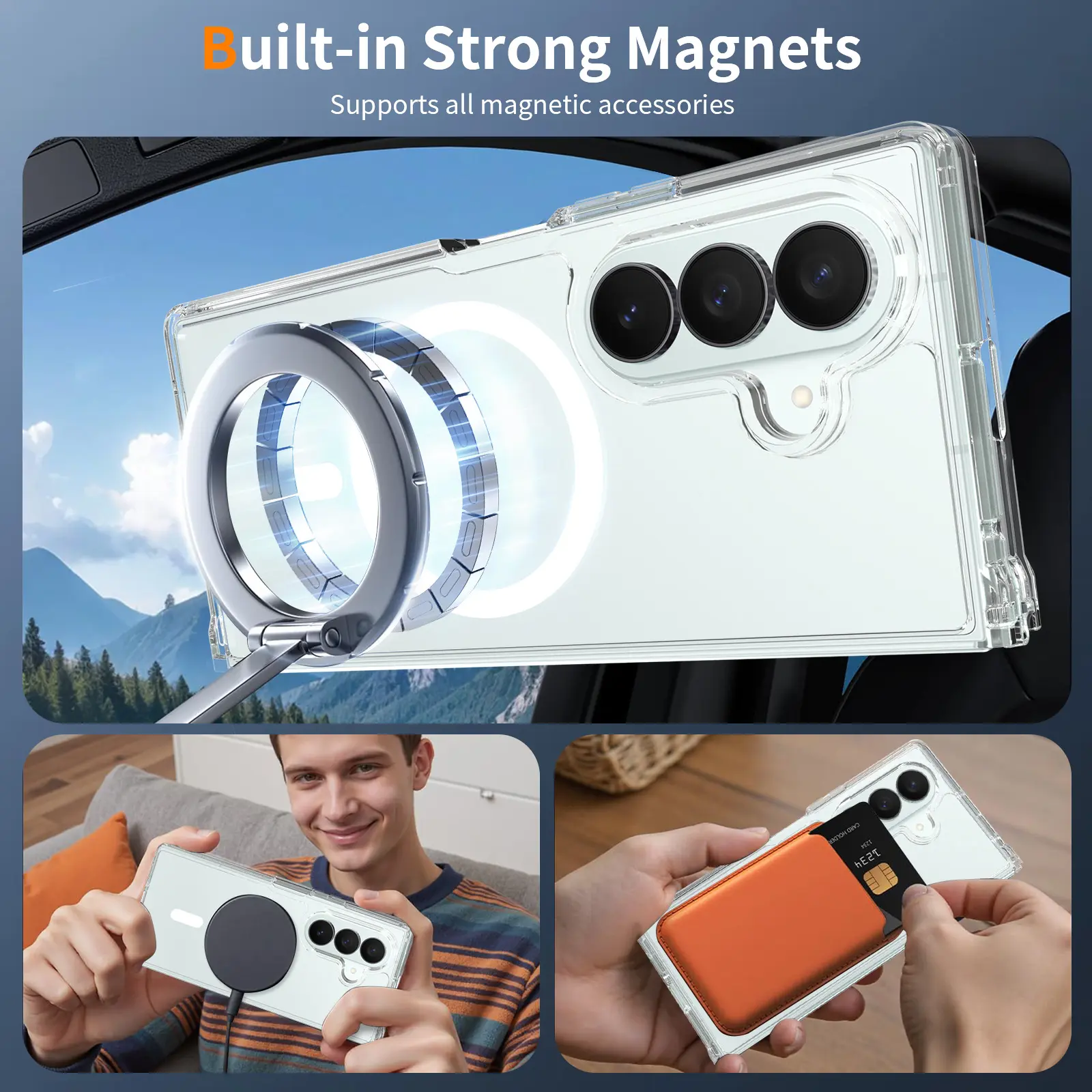 Samsung Galaxy Z Fold 8 Ultra Hoesje Hard Back Cover met MagSafe Transparant afbeelding 3