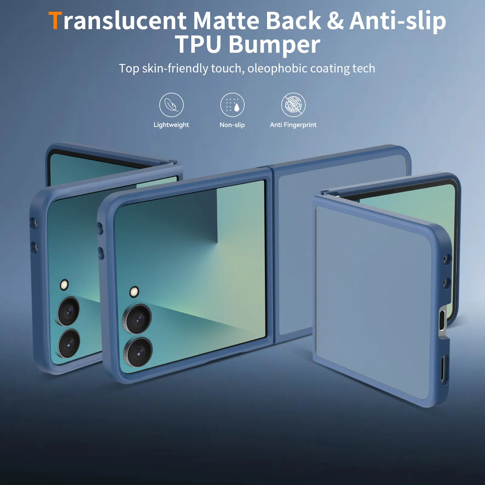 Samsung Galaxy Z Flip 8 Hoesje Back Cover Matte Blauw afbeelding 2