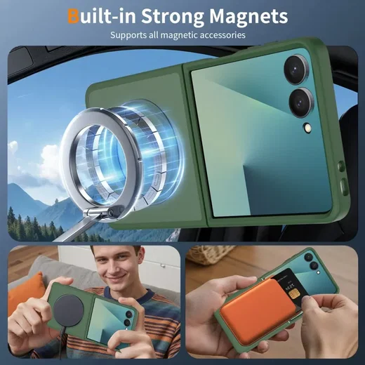 Samsung Galaxy Z Flip 8 Hybrid Hoesje met MagSafe Back Cover Matte Groen afbeelding 5