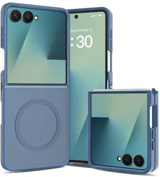 Samsung Galaxy Z Flip 8 Hybrid Hoesje met MagSafe Back Cover Matte Blauw