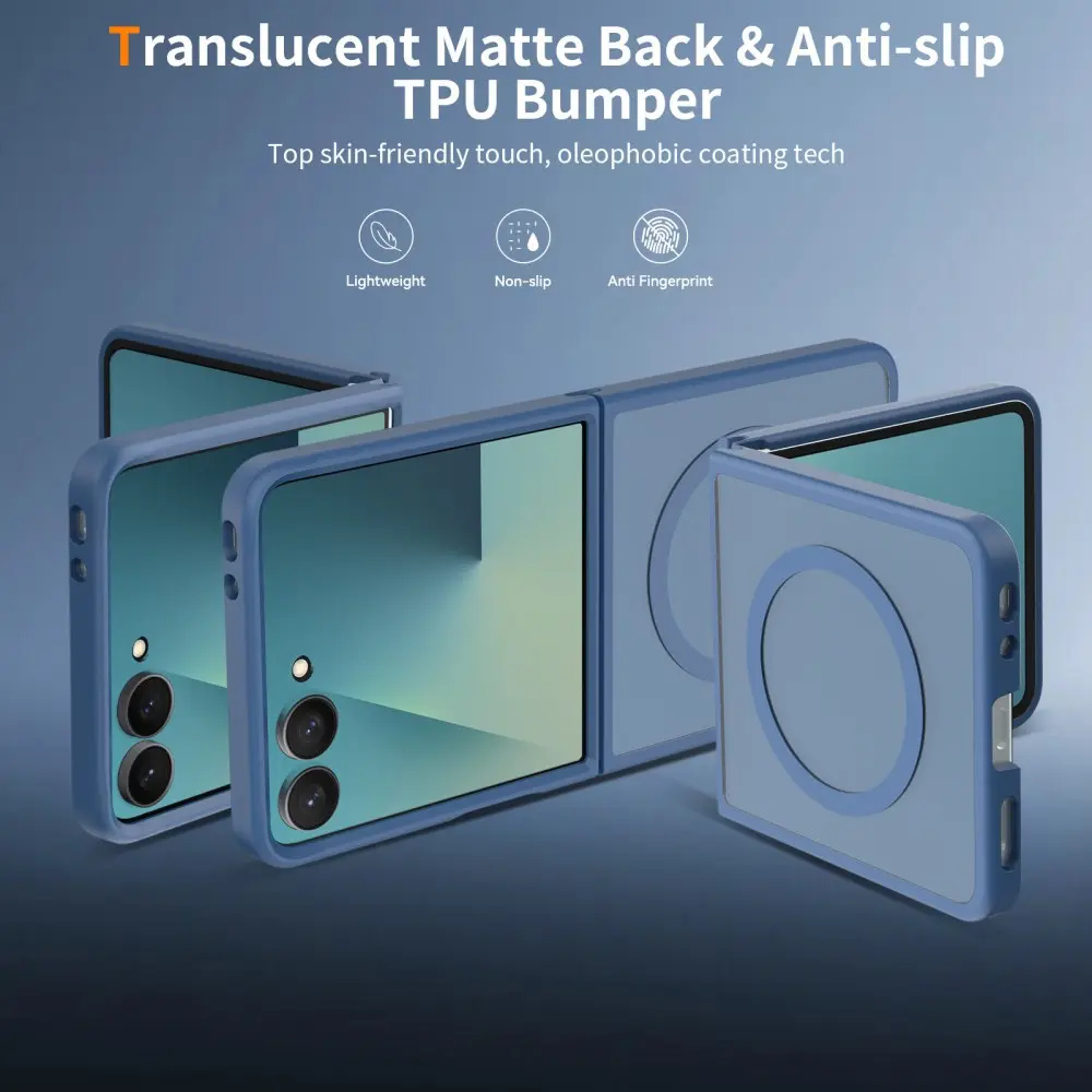 Samsung Galaxy Z Flip 8 Hybrid Hoesje met MagSafe Back Cover Matte Blauw afbeelding 2