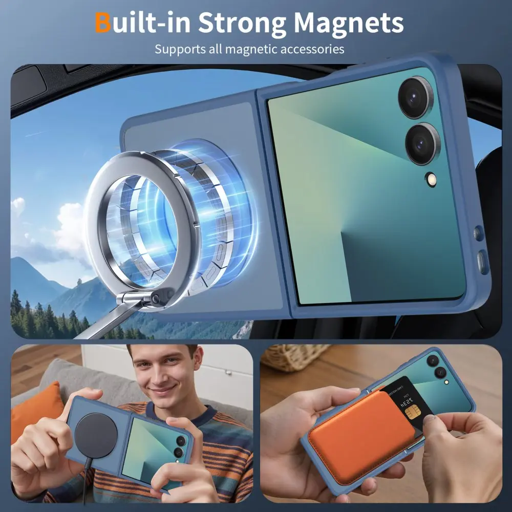 Samsung Galaxy Z Flip 8 Hybrid Hoesje met MagSafe Back Cover Matte Blauw afbeelding 5