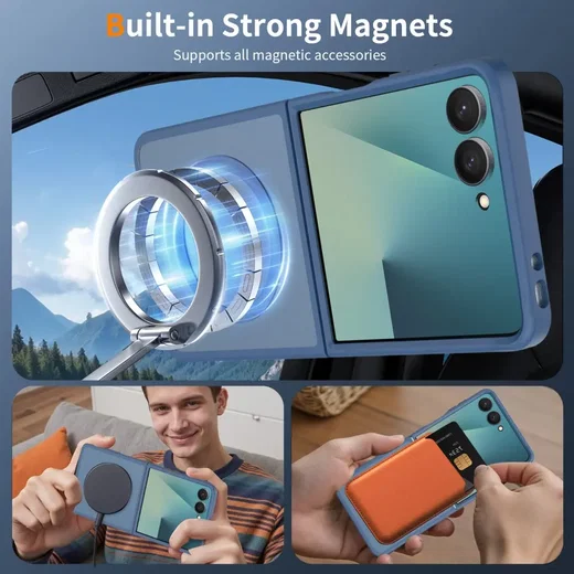 Samsung Galaxy Z Flip 8 Hybrid Hoesje met MagSafe Back Cover Matte Blauw afbeelding 5