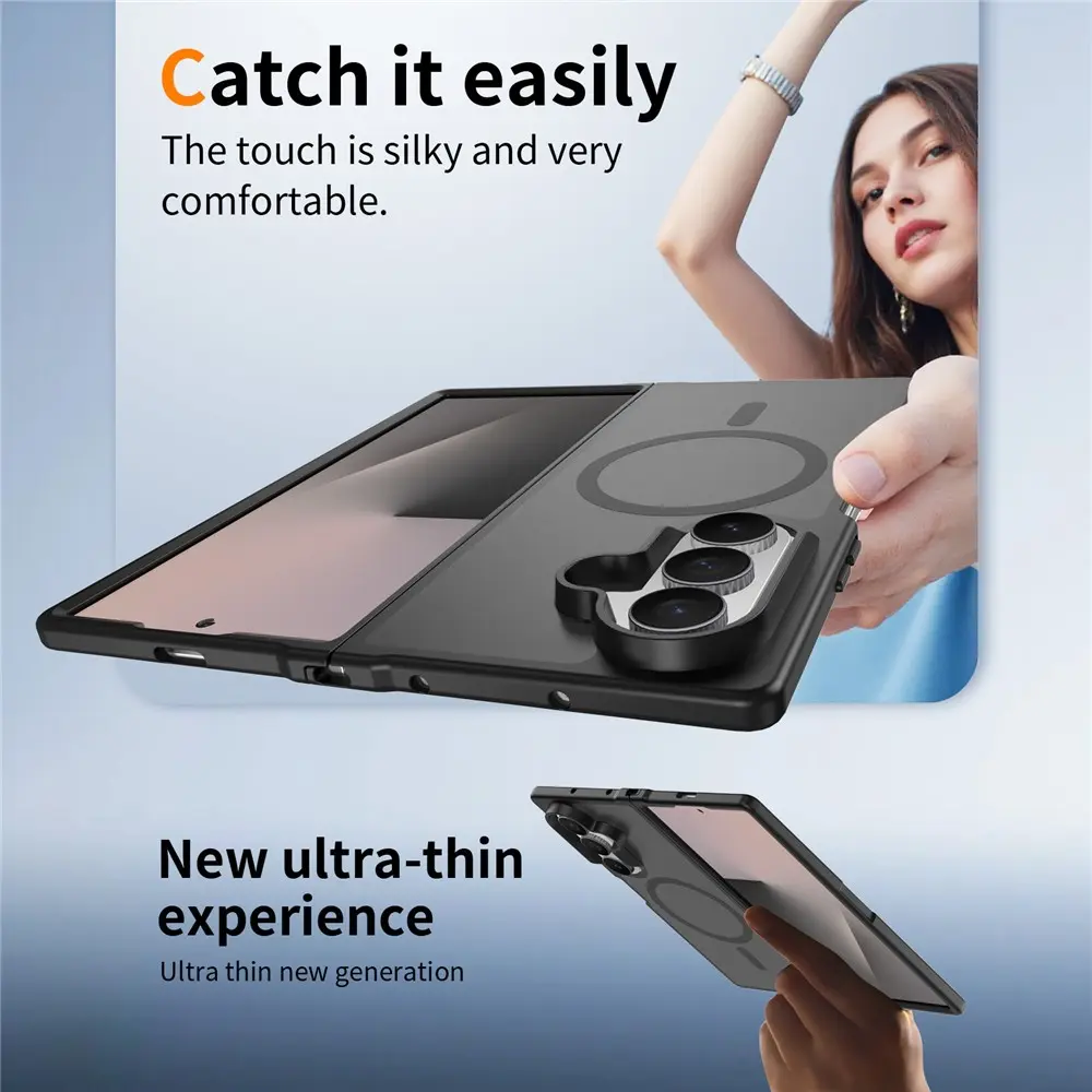 Samsung Galaxy Z Fold 8 Ultra Hybrid Hoesje met MagSafe Back Cover Matte Zwart afbeelding 5