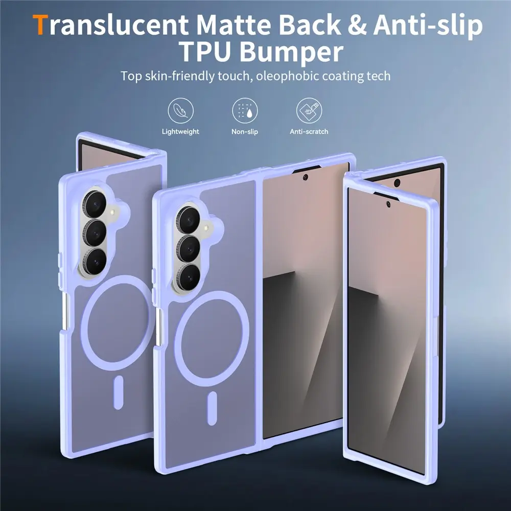 Samsung Galaxy Z Fold 8 Ultra Hybrid Hoesje met MagSafe Back Cover Matte Paars afbeelding 2