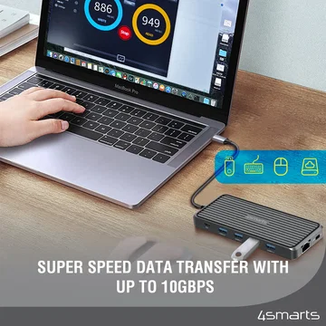 4smarts SmartDock USB-C Docking Station 11-in-1 Laptop Hub grijs