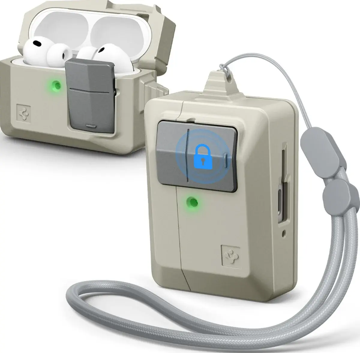 Spigen Classic LS AirPods Pro 3 (2025) Hoesje Schokbestendig met Koord Beige afbeelding 1