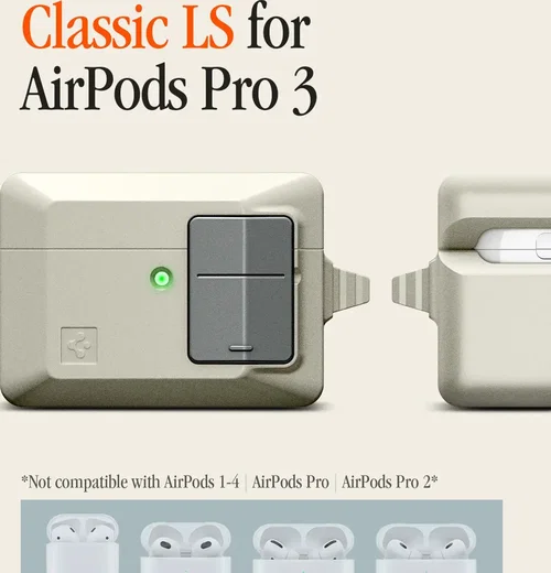 Spigen Classic LS AirPods Pro 3 (2025) Hoesje Schokbestendig met Koord Beige afbeelding 3