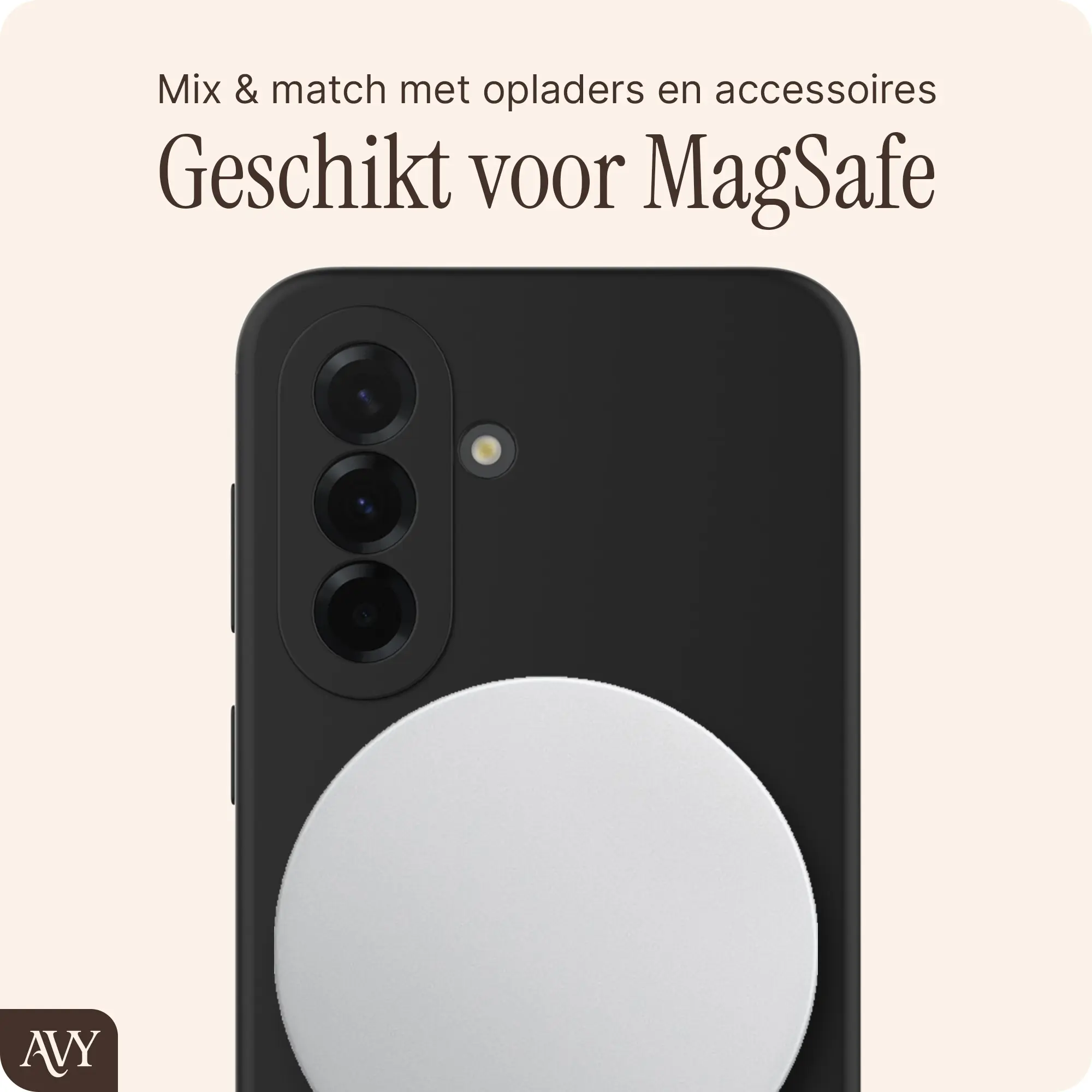 AVY Samsung Galaxy A37 Hoesje Liquid Silicone met MagSafe Zwart afbeelding 7