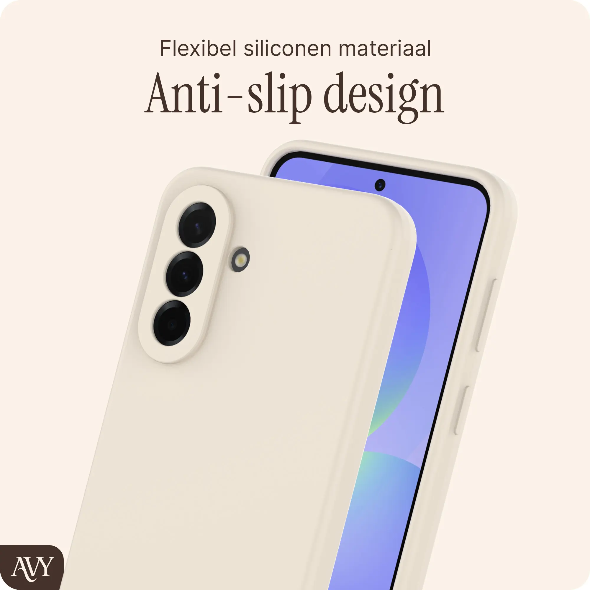 AVY Samsung Galaxy A37 Hoesje Liquid Silicone met MagSafe Beige afbeelding 6