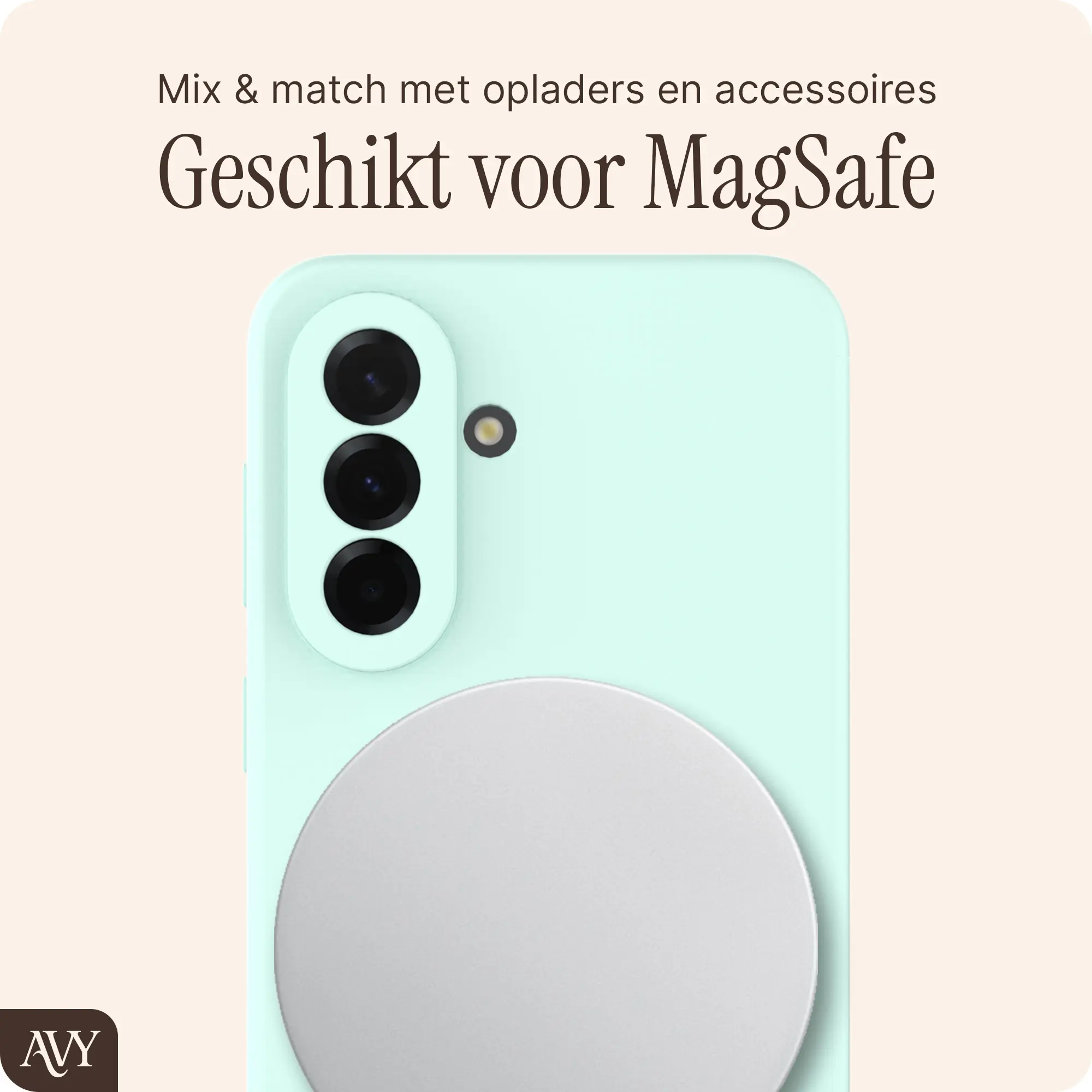 AVY Samsung Galaxy A37 Hoesje Liquid Silicone met MagSafe Matcha afbeelding 7