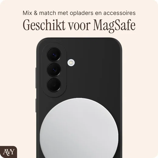 AVY Samsung Galaxy A57 Hoesje Liquid Silicone met MagSafe Zwart afbeelding 7