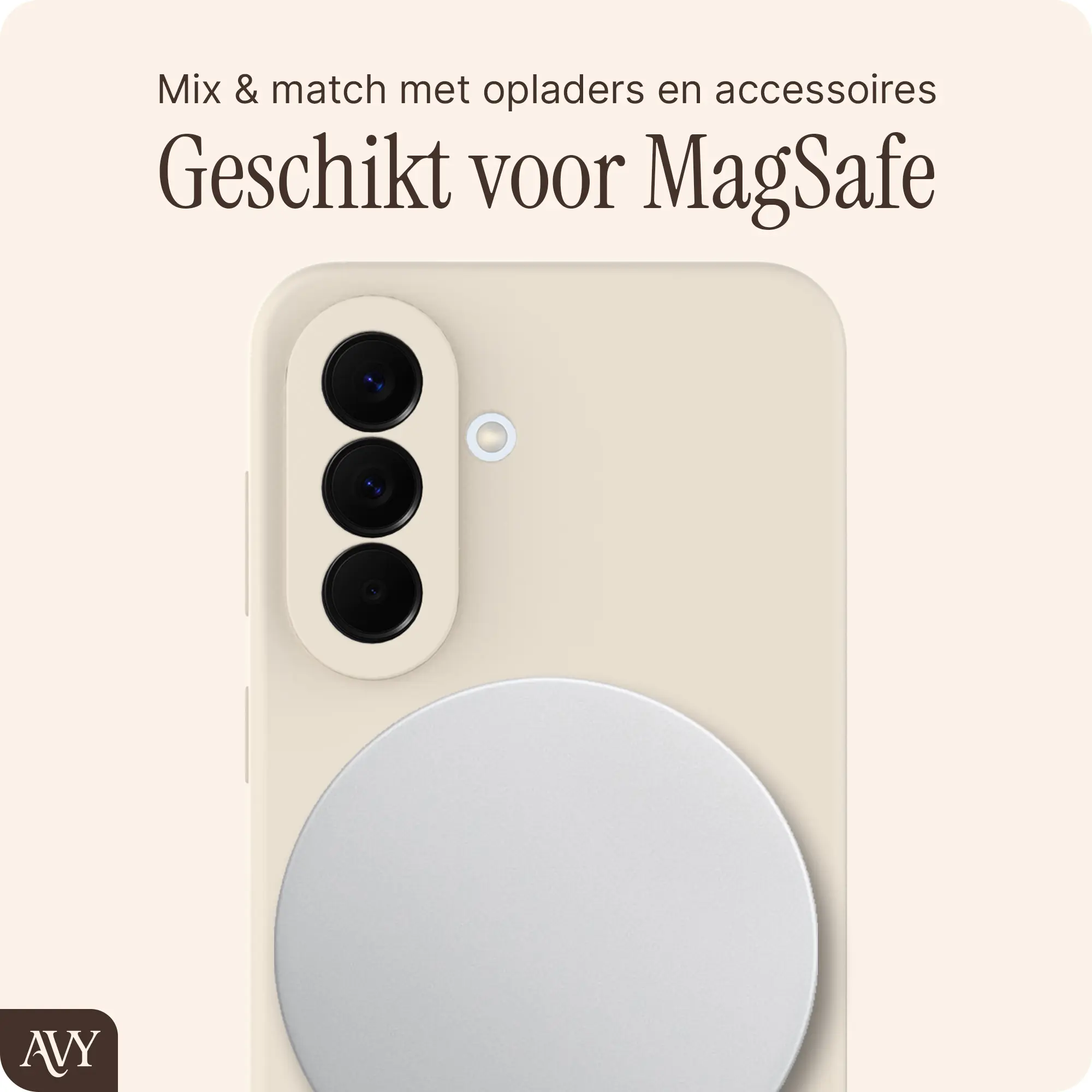 AVY Samsung Galaxy A57 Hoesje Liquid Silicone met MagSafe Beige afbeelding 7
