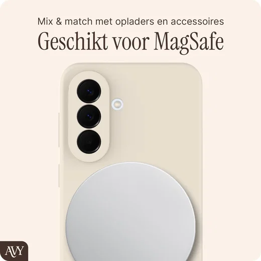 AVY Samsung Galaxy A57 Hoesje Liquid Silicone met MagSafe Beige afbeelding 7