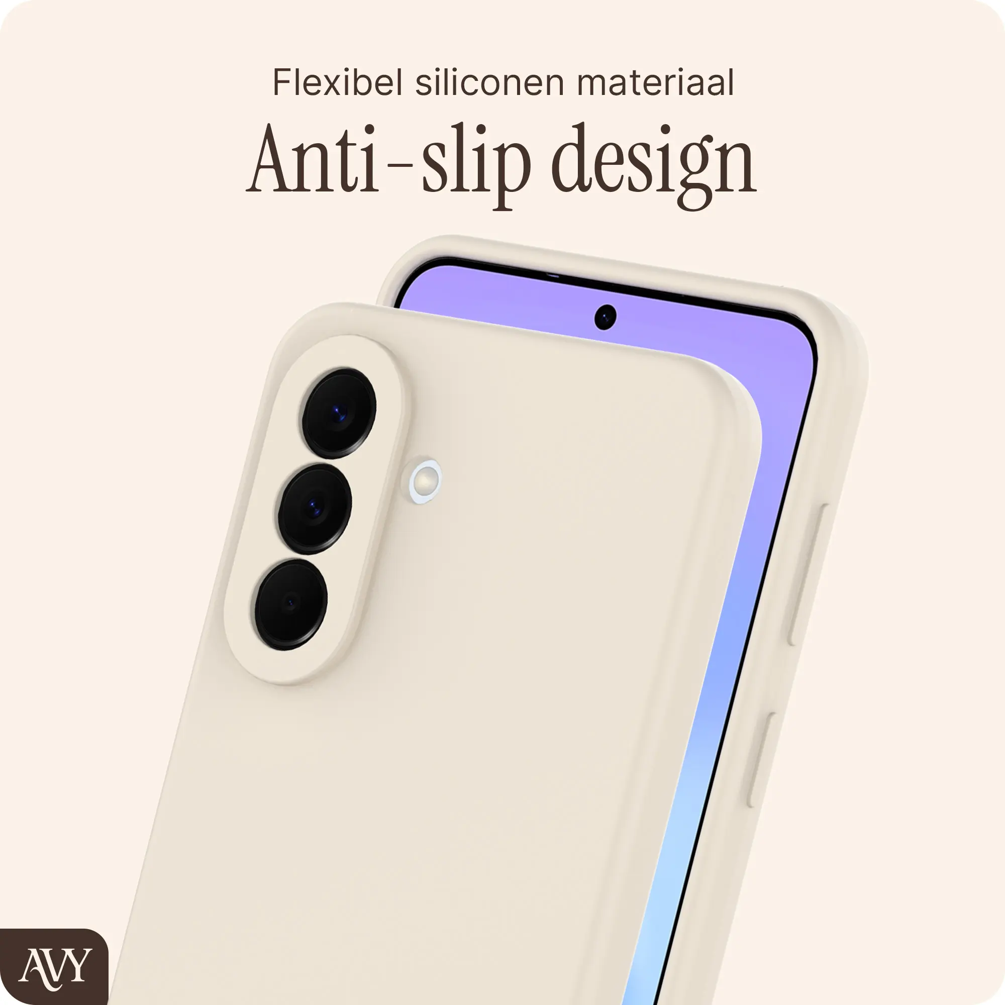 AVY Samsung Galaxy A57 Hoesje Liquid Silicone met MagSafe Beige afbeelding 6