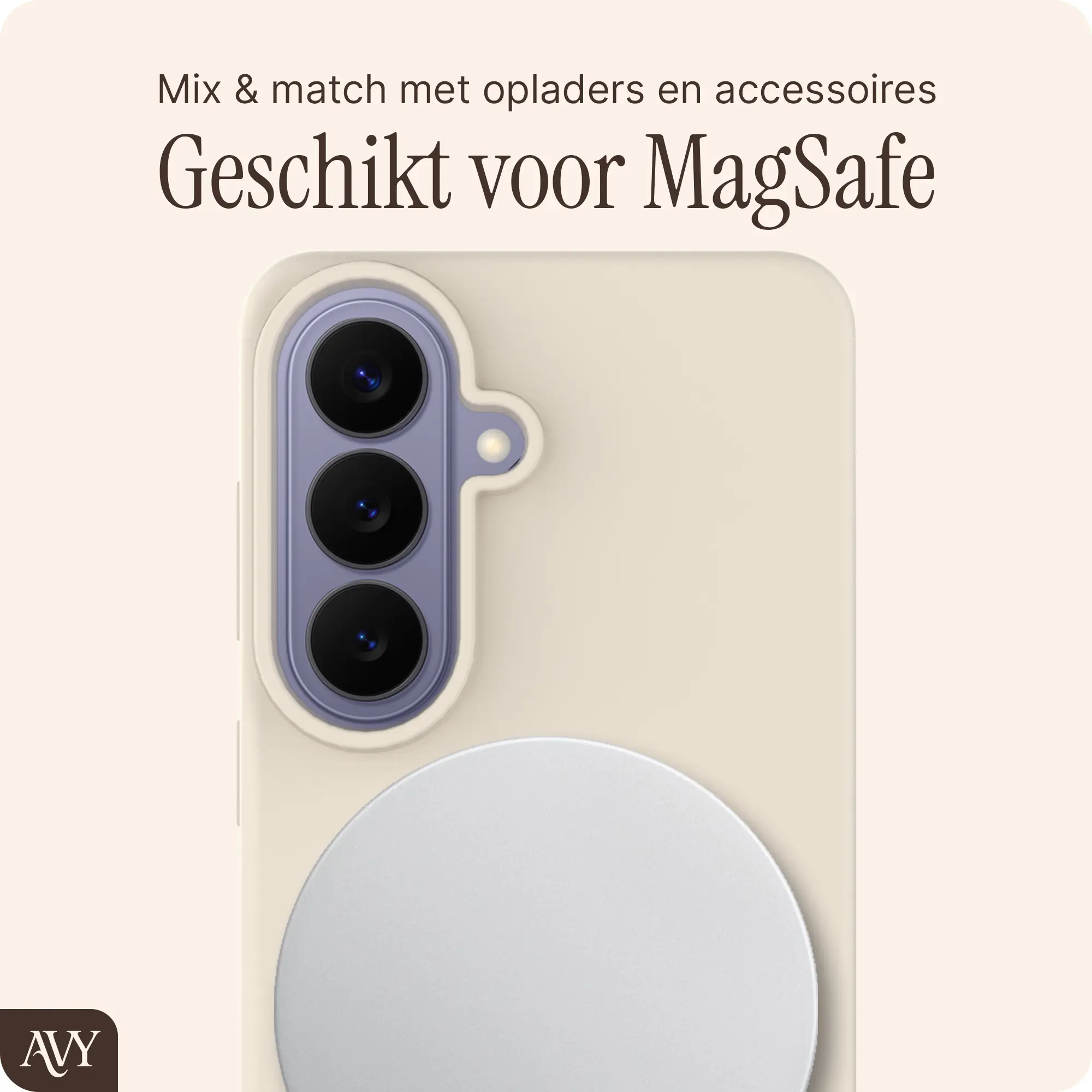 AVY Samsung Galaxy S26 Hoesje Liquid Silicone met MagSafe Beige afbeelding 8