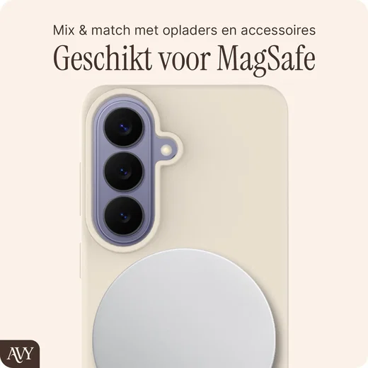 AVY Samsung Galaxy S26 Hoesje Liquid Silicone met MagSafe Beige afbeelding 8