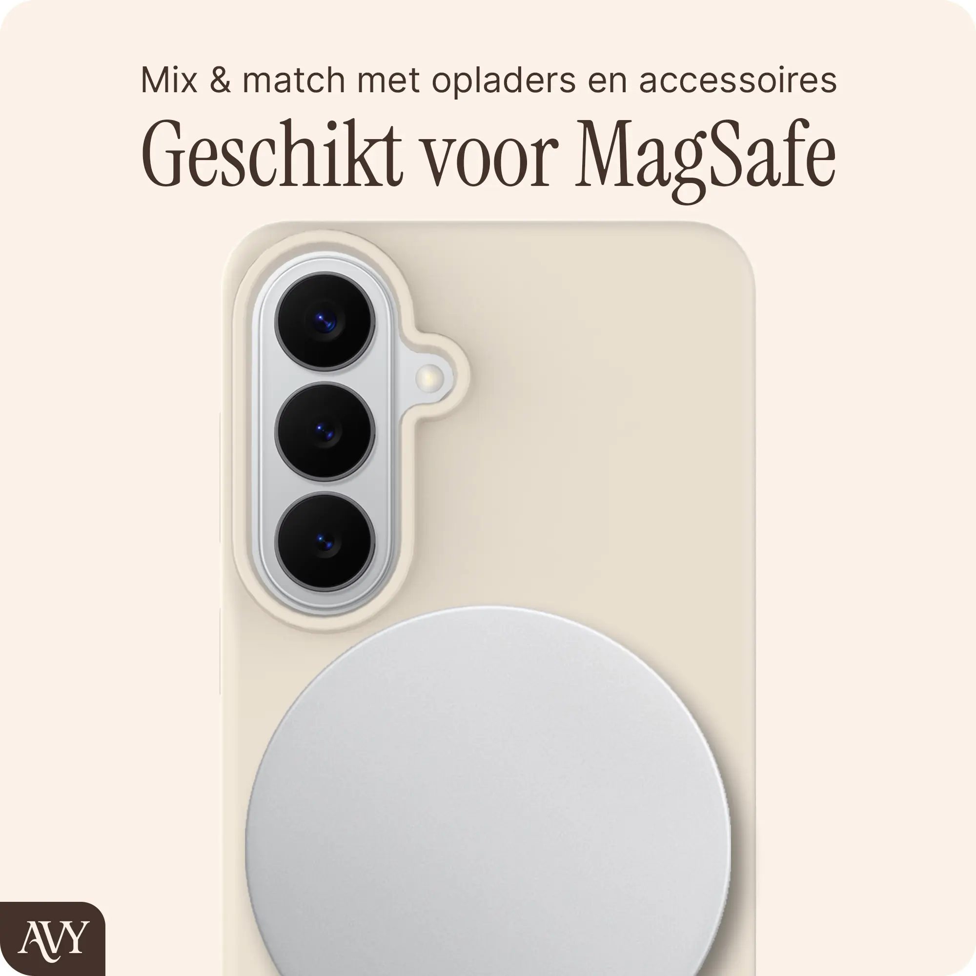 AVY Samsung Galaxy S26 Plus Hoesje Liquid Silicone met MagSafe Beige afbeelding 8