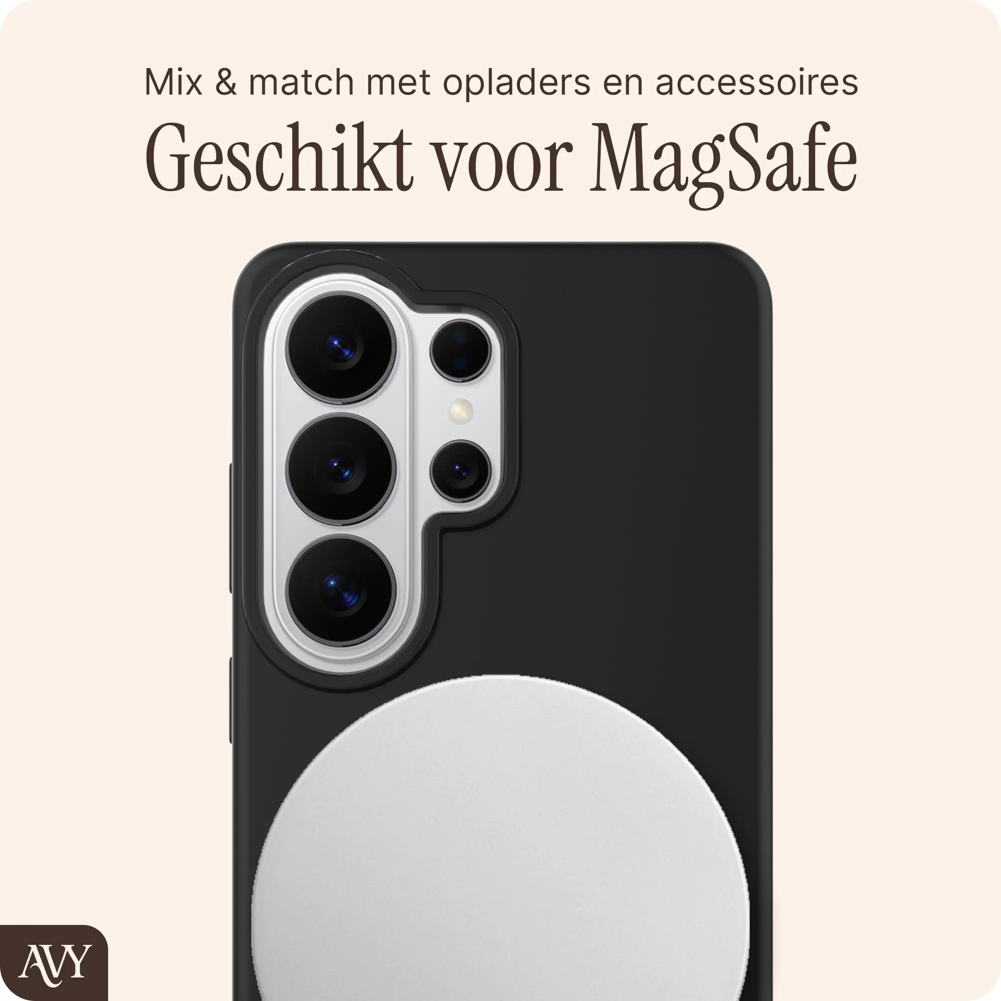 AVY Samsung Galaxy S26 Ultra Hoesje Liquid Silicone met MagSafe Zwart afbeelding 8