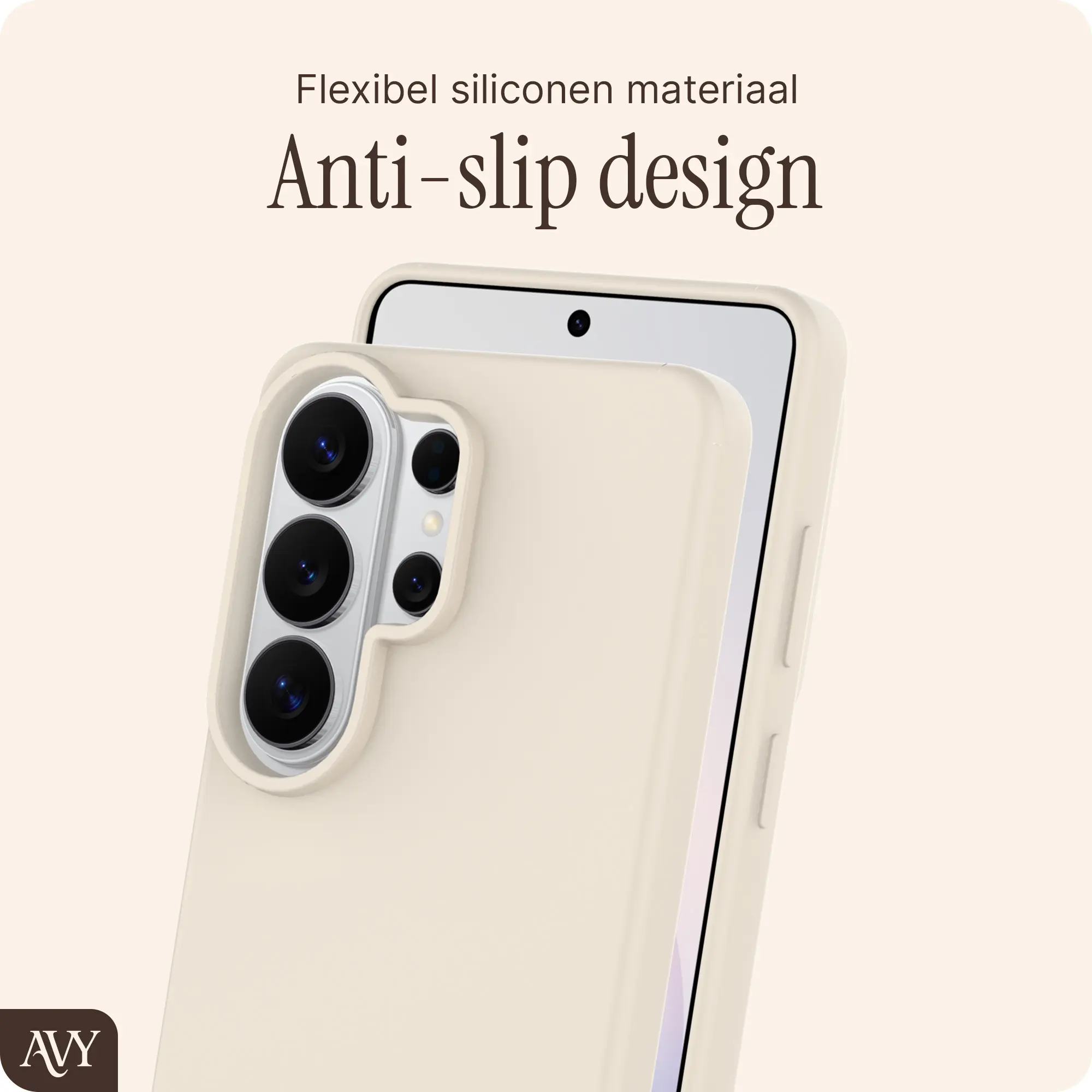 AVY Samsung Galaxy S26 Ultra Hoesje Liquid Silicone met MagSafe Beige afbeelding 7