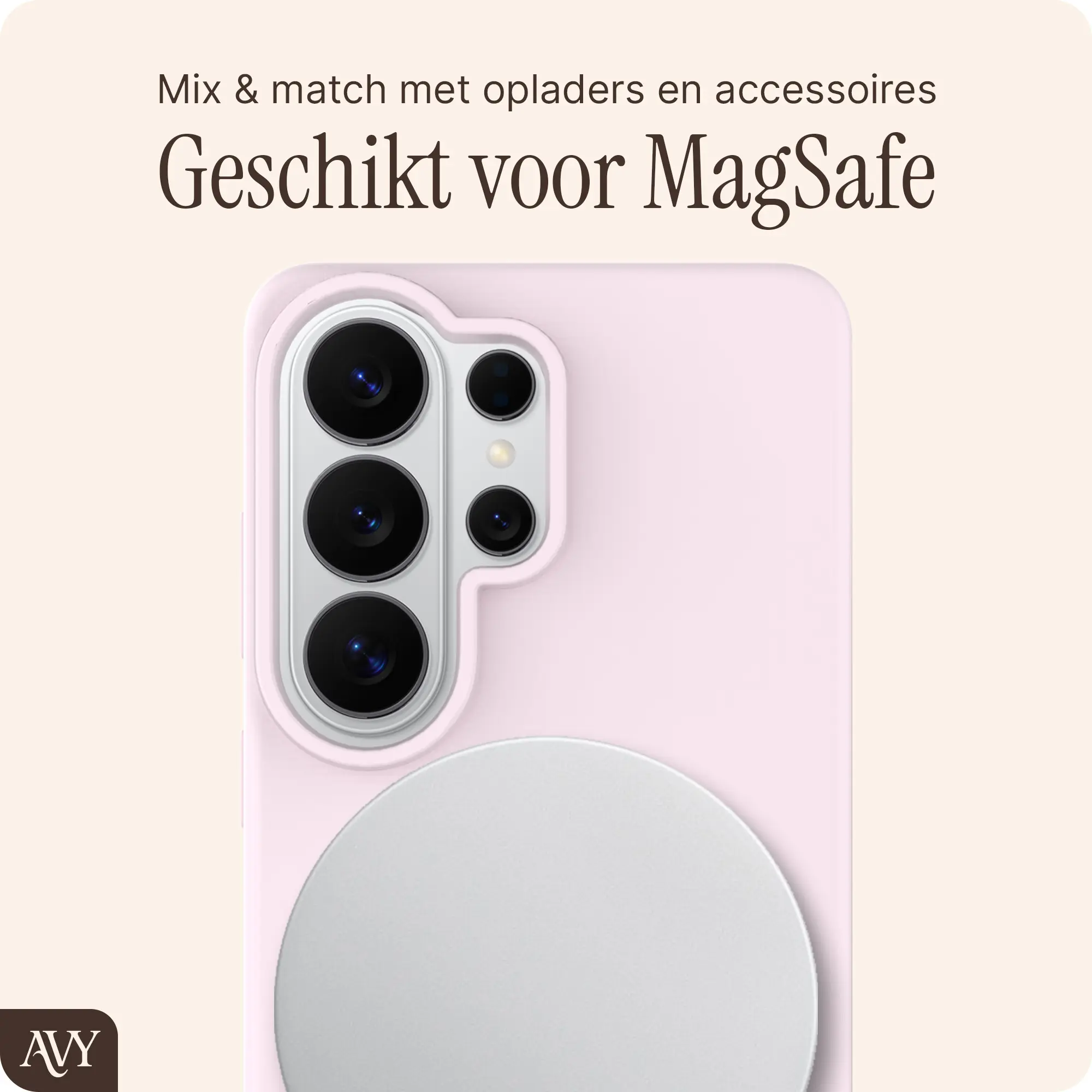 AVY Samsung Galaxy S26 Ultra Hoesje Liquid Silicone met MagSafe Roze afbeelding 8