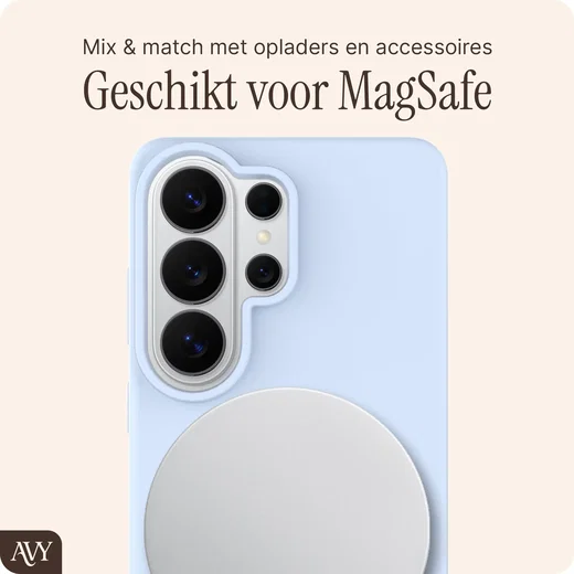 AVY Samsung Galaxy S26 Ultra Hoesje Liquid Silicone met MagSafe Blauw afbeelding 8