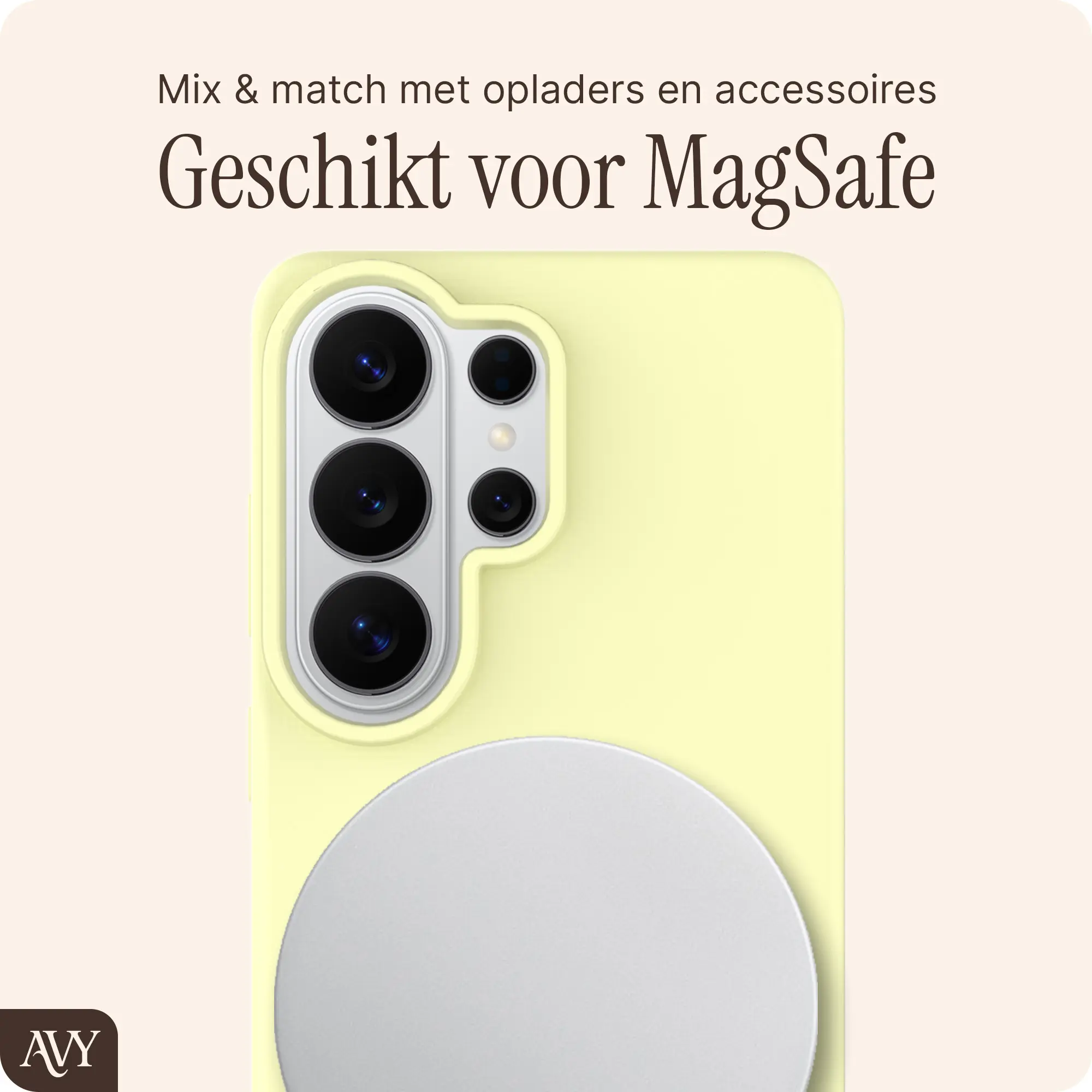 AVY Samsung Galaxy S26 Ultra Hoesje Liquid Silicone met MagSafe Butter Yellow afbeelding 8